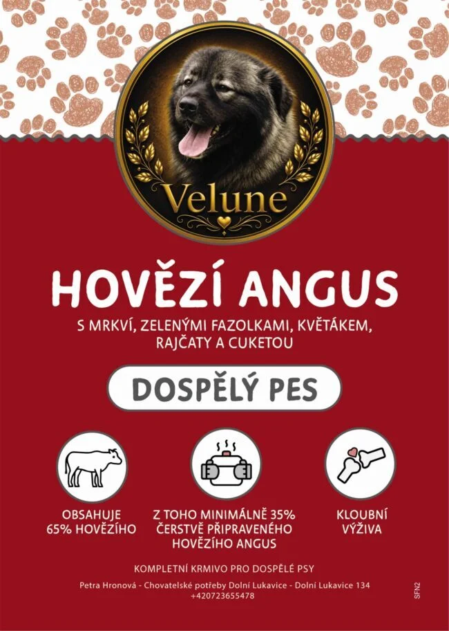 Hovězí Angus s mrkví, zelenými fazolkami, květákem, rajčaty a cuketou 12kg